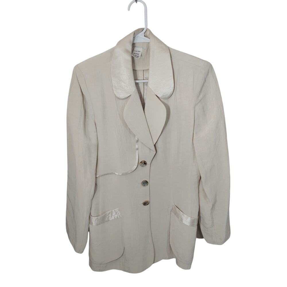 DESIGN TODAYS! RICH CREAM CRINKLE FINISH 3PC VEST, SKIRT & JACKET SUIT SET! SZ M - Picture 4 of 16